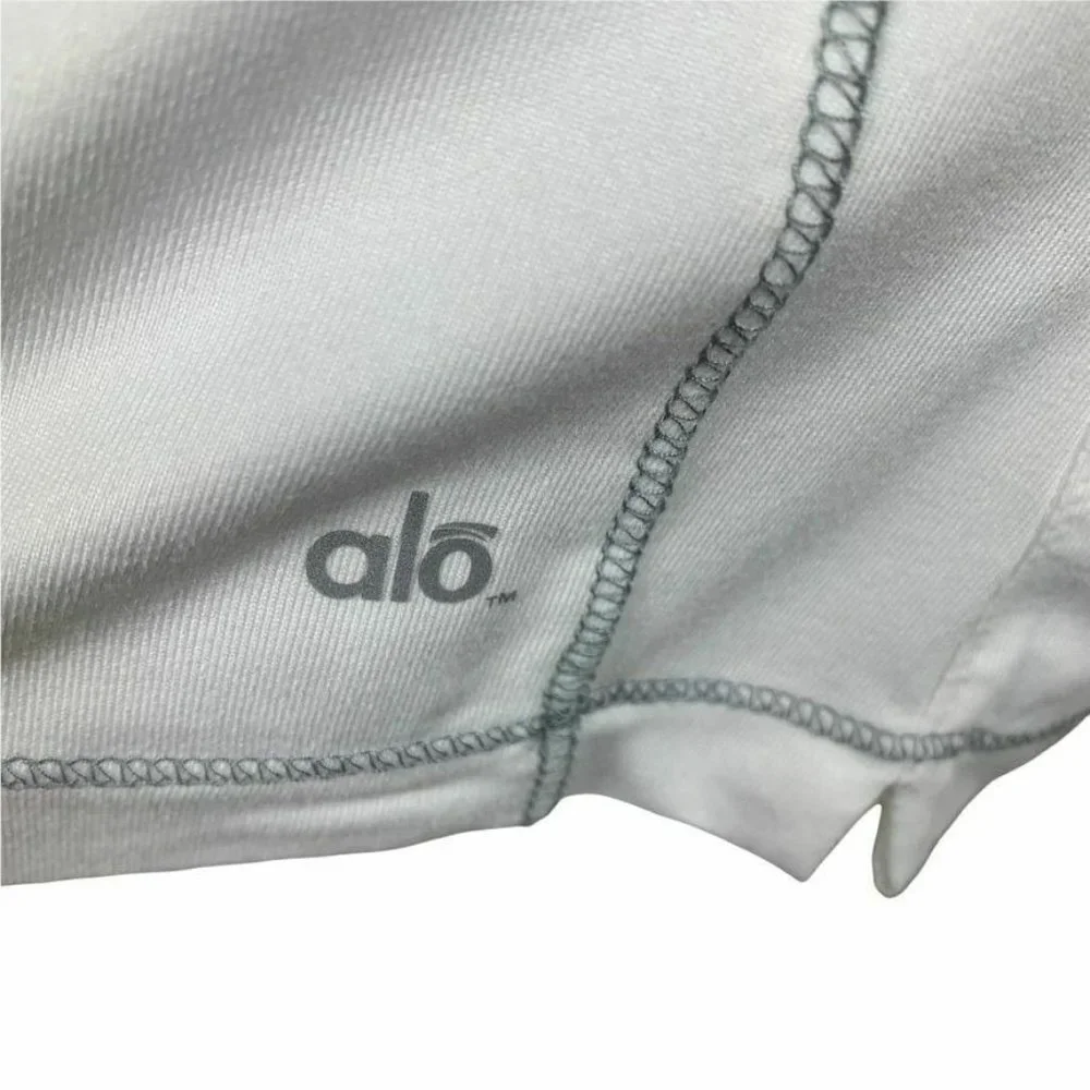 Alo CoolFit Athletic T-shirt White Contrast Stitching Short Sleeves Workout‎ Gym
